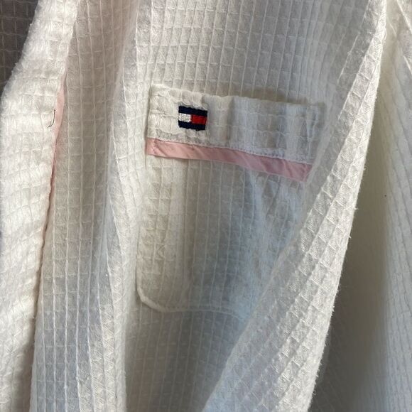 Tommy Hilfiger Sleepwear Ladies Bath Robe, White and Pink, Size L/XL - Picture 2 of 9